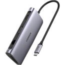 UGREEN DOCKING Station Ugreen, "CM179" conectare PC USB Type-C, USB 3.0 x 3|cititor SD/micro SD x 1|Gigabit RJ-45 x 1|HDMI 4K x 1|VGA x 1|USB Type-C cu PD 100W x 1, aluminiu, gri "40873" (include TV 0.8lei) - 6957303848737