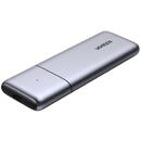 UGREEN RACK extern Ugreen, "CM389" pt SSD M.2 NVMe SATA compatibile cu form factor 2280, 2260, 2242 si 2230, cablu inclus de 50 cm USB Type-C la USB Type-C, 10Gbps, aluminiu, gri + silicon case "80863" (include TV 0.8lei) - 6957303888634
