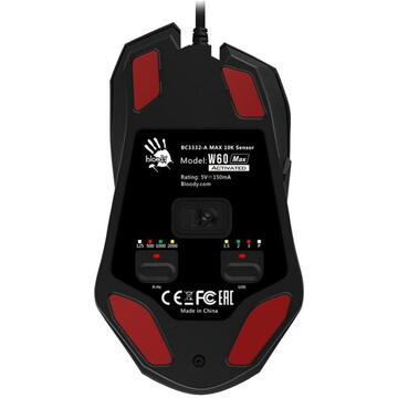 Mouse A4Tech W60-MAX Gaming cu fir USB Optic 10000 dpi Iluminare Negru