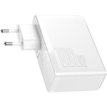 Incarcator de retea Baseus GaN2 Pro Quick Travel Charger 2x USB + 2x USB-C, 100W, EU Alb
