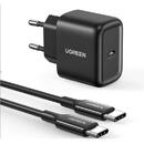 UGREEN Wall charger UGREEN CD250, 25W, USB-C (black) + USB-C to USB-C cable, 2m (black)