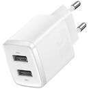 Baseus Compact Quick Charger, 2x USB, 10.5W (white)