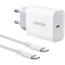 UGREEN UGREEN USB-C wall charger, 30W + USB-C cable (white)