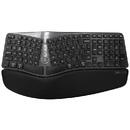Wireless Ergonomic Keyboard Delux GM901D BT+2.4G, Negru, Wireless, Fara fir, 107 taste