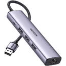 UGREEN UGREEN 5in1 USB-A to 3x USB 3.0 + RJ45 + USB-C adapter (silver)