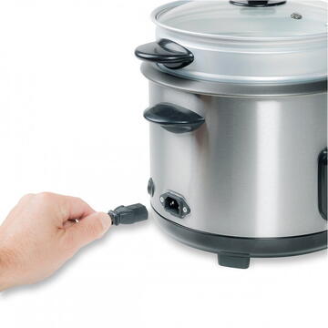 Aparat de gatit cu abur Bestron rice cooker ARC100, 400 W, 1 litru, Argintiu