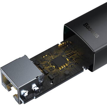 Placa de retea Baseus Lite Series USB-C to RJ45 network adapter, 100Mbps (black)