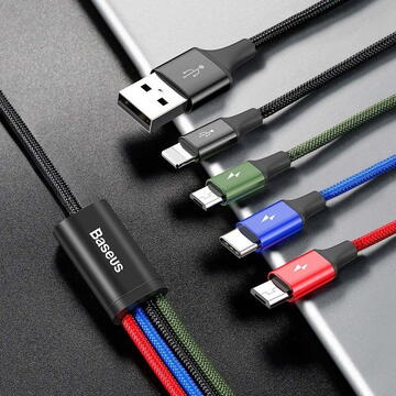 Baseus Fast USB cable 4in1 USB-C / Lightning / 2x Micro 3,5A 1,2m black