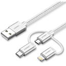 USB 3-in-1 Cable UGREEN US186 Type-C / Micro USB / Lightning, 1m (Silver)