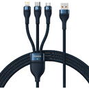 Baseus 3in1 USB cable Baseus Flash Series, USB-C + micro USB + Lightning, 100W, 1.2m (blue)