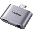 UGREEN UGREEN CM231 USB-C to USB-C Adapter + jack 3.5mm (gray)