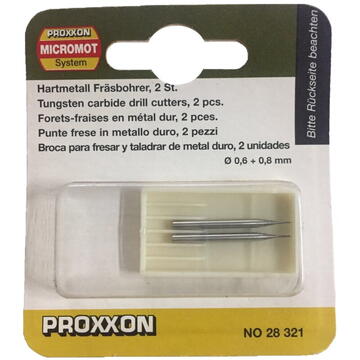 Proxxon Micromot Set freze din Tungsten-Carbid, Proxxon 28321, 0,6 si 0,8mm