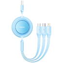 Bright Mirror 2, USB 3-in-1 cable for micro USB / USB-C / Lightning 3.5A 1.1m (Sky blue)