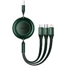 Bright Mirror 2, USB 3-in-1 cable for micro USB / USB-C / Lightning 3.5A 1.1m (Green)