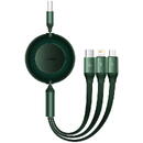 Bright Mirror 3, USB 3-in-1 cable for micro USB / USB-C / Lightning 66W / 2A 1.1m (Green)