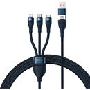 Baseus 3in1 USB  Flash Series 2, USB-C + micro USB + Lightning, 100W, 1.2m (blue)