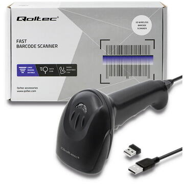 Qoltec 50868 Wireless Laser Scanner 1D | 2D | Black