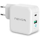 Nevox 65W USB - C Power Delivery (PD) + Q3.0, charger (white)