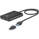 Sonnet Sonnet Adapter USB 3 Dual 4K 60Hz DisplayPort, for M1 Macs (black, 30cm)