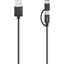 Micro-USB Cable, 2 in 1, incl. Adapter to USB-C, USB 2.0, 0.75 m