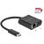 DeLOCK USB-C adapter> Gigabit LAN + PW black - LAN 10/100/1000 Mbps with Power Delivery