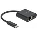 Delock DeLOCK USB-C adapter> Gigabit LAN + PW black - LAN 10/100/1000 Mbps with Power Delivery