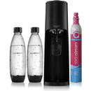 SodaStream Set dozator e apa cu 2 sticle de apa  Terra, 1 l, Aluminiu/Sticla, Transparent/Negru