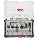 Bosch Bosch Set 6 freze de profilat canturi, frezare coplanarÄ si refecare, tija 6mm