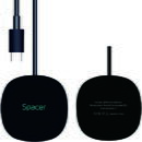 Spacer INCARCATOR wireless SPACER 2 in 1 cu suport inclus, compatibil prindere magnetica Iphone, Quick Charge 15W Qi, conector Type-C, negru "SPAR-WCHGQ-02" (include TV 0.18lei)