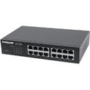 Intellinet 16-Port Gigabit Ethernet Switch, 16-Port RJ45 10/100/1000 Mbps, IEEE 802.3az Energy Efficient Ethernet, Desktop, 19