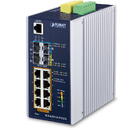 Planet PLANET IP30 DIN-rail Industrial L3 8P Managed Gigabit Ethernet (10/100/1000) Aluminium, Blue