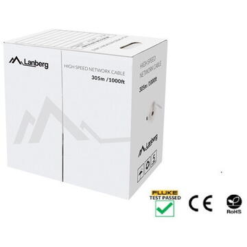 LANBERG CABLE UTP CAT.5E 305M WIRE CU GRAY FLUKE