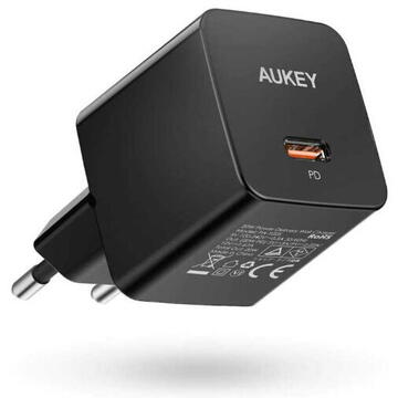 Incarcator de retea Aukey PA-Y20S 20 W, USB-C, Negru