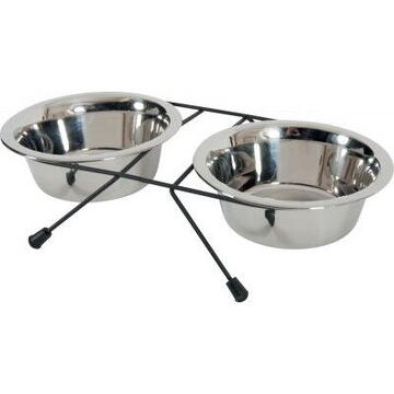 Castroane si adapatori animale ZOLUX Zestaw 2 miski Inox 700 ml + stojak metalowy