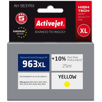 Activejet AH-963YRX ink for HP printers, Replacement HP 963XL 3JA29AE; Premium; 1760 pages; yellow
