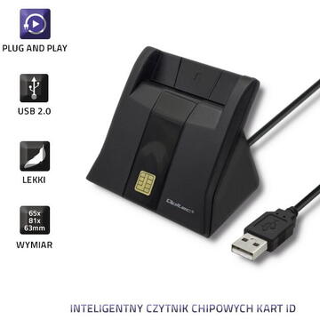 Card reader Qoltec 50643 Smart chip ID card scanner|USB 2.0 | Plug&Play