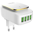 Ldnio Wall charger with night light function LDNIO A4405, 3x USB, 22W (white)