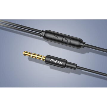 Casti Vipfan M15 wired in-ear headphones, 3.5mm jack, 1m (black)