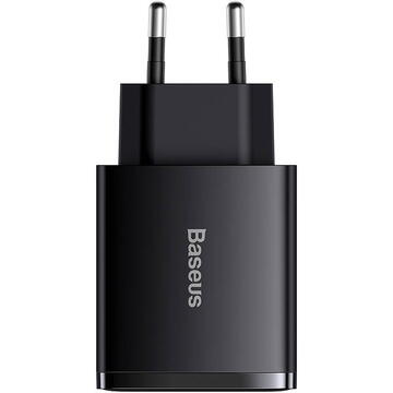 Incarcator de retea Baseus CCXJ-E01, 2x USB, 1x USB-C, 3A, Black