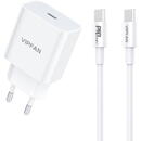Vipfan Vipfan E04 wall charger, USB-C, 20W, QC 3.0 + USB-C cable (white)