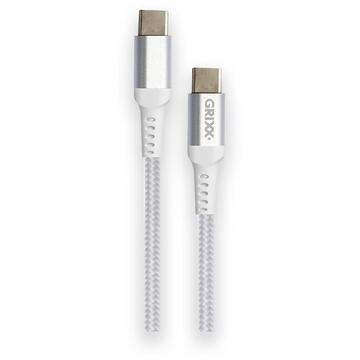 Cablu date GRIXX - USB-C to USB-C, impletit, lungime 1m - alb