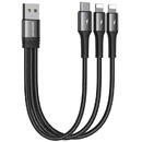 JOYROOM USB cable Joyroom S-01530G10 3in1 USB-C / 2x Lightning 3.5A 0.15m (black)