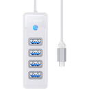 Orico Orico Hub Adapter USB-C to 4x USB 3.0, 5 Gbps, 0.15m (White)