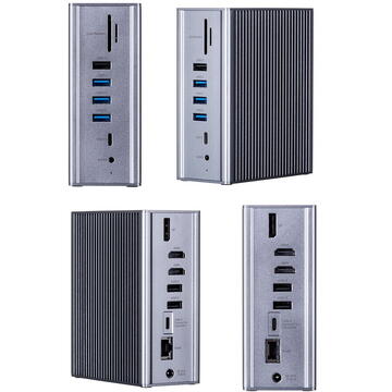 UNITEK HUB USB-C 15IN1, 6XUSB,2XHDMI,DP,RJ45,SD