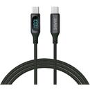 SAVIO SAVIO USB-C - USB-C cable with display, CL-174, 1 m, black