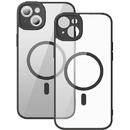 Baseus Frame Transparent Magnetic Case and Tempered Glass set for iPhone 14 Plus (black)