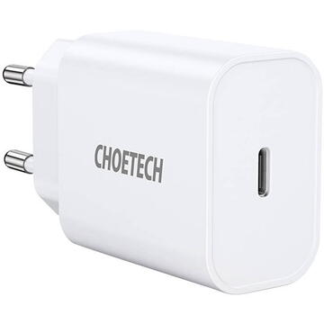 Incarcator de retea choetech Q5004 V4, USB Tip C, functie de incarcare rapida, PD, 20W, Alb