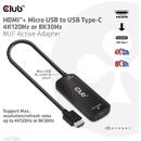 Adapter Club3D CAC-1336 HDMI™+ Micro USB to USB Type-C 4K120Hz or 8K30Hz M/F Active Adapter