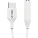 SAVIO USB Type 3.1 C (M) – Jack 3.5mm (F) Audio adapter White SAVIO AK-52