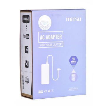 notebook charger mitsu 19v 2.1a (5.5x1.7) - acer, packard bell